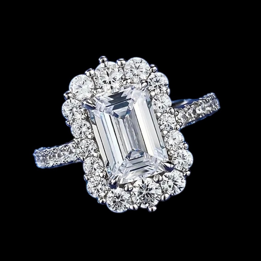Diamond Emerald Cut Gorgeous Ring Size 6 - Picture 6 of 10